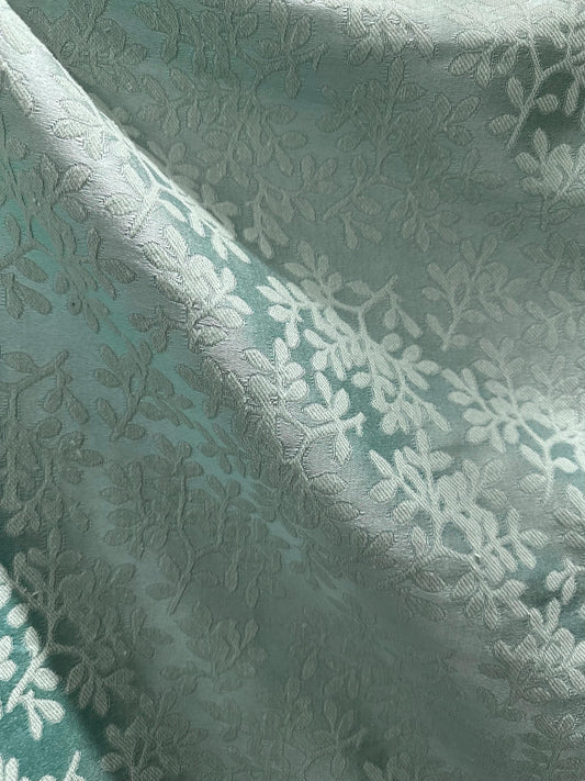 MINT BLUE Floral Chenille Upholstery Brocade Fabric (54 in.) Sold By The Yard