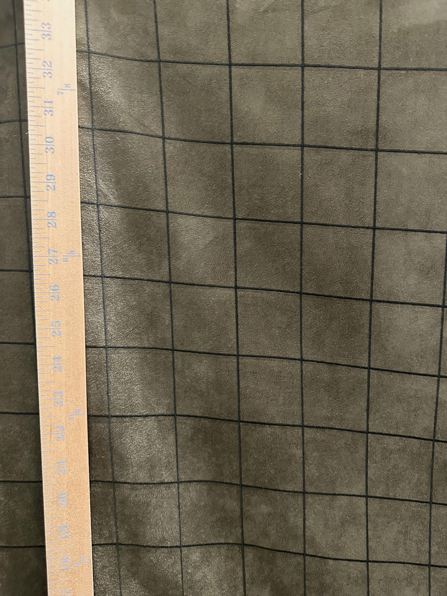 DARK SAGE Plaid Upholstery Suede Micro Faux Polyester Drapery Fabric (56 in.) Sold By The Yard