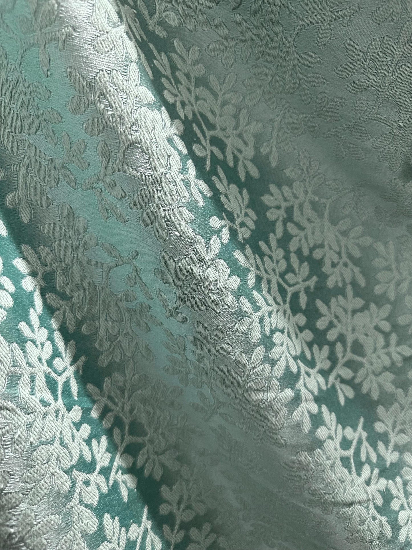 MINT BLUE Floral Chenille Upholstery Brocade Fabric (54 in.) Sold By The Yard