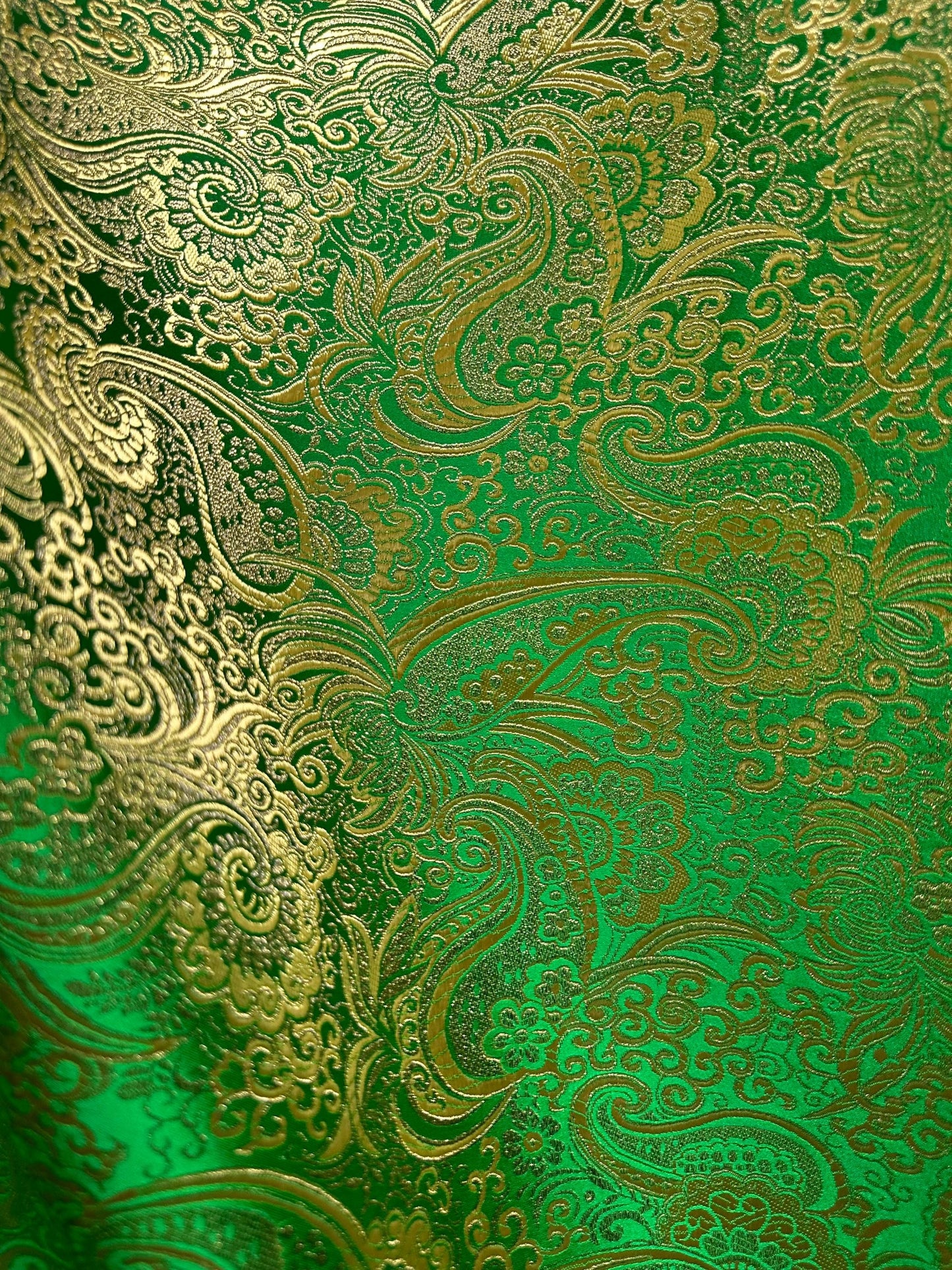 GREEN GOLD Metallic Paisley Brocade Fabric (60 in.) Sold By The Yard