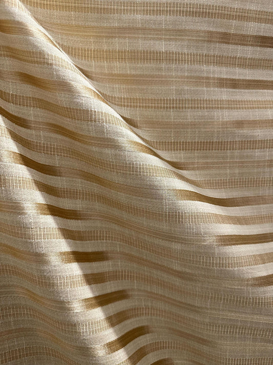 LIGHT GOLD Striped Brocade Upholstery Drapery Fabric (54 in.) Sold By The Yard