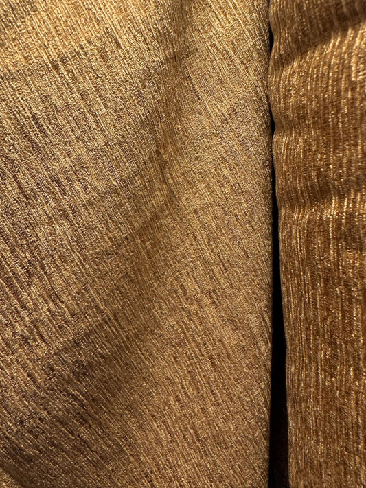 ANTIQUE GOLD Solid Chenille Velvet Upholstery Drapery Fabric (110 in.) Sold By The Yard