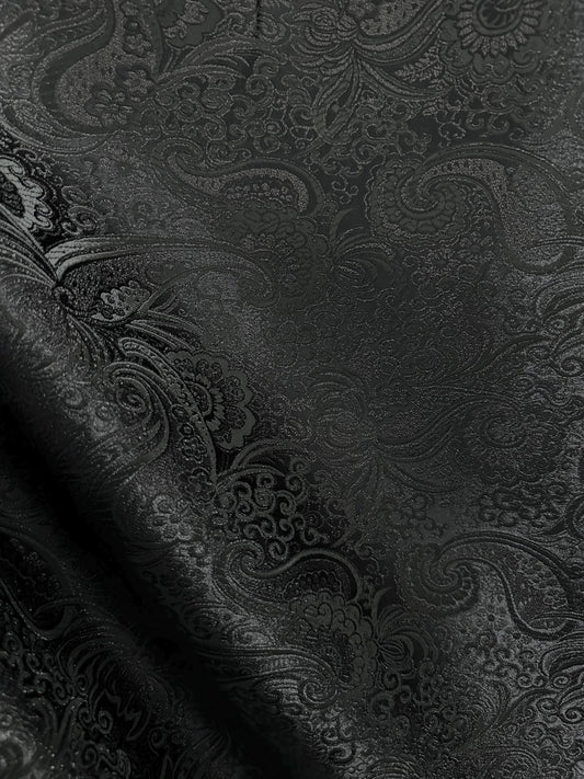 BLACK Metallic Paisley Brocade Fabric (60 in.) Sold By The Yard