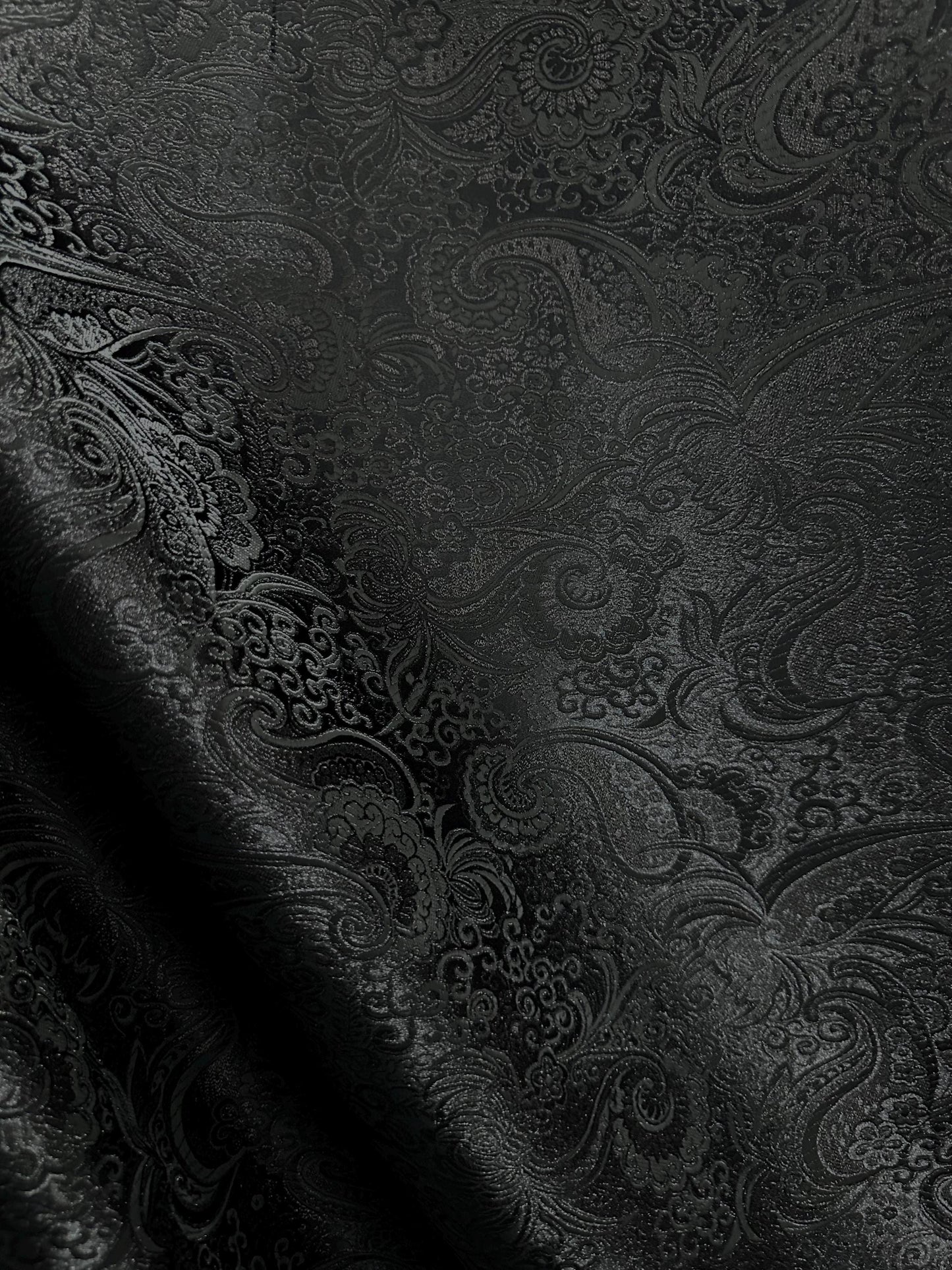BLACK Metallic Paisley Brocade Fabric (60 in.) Sold By The Yard