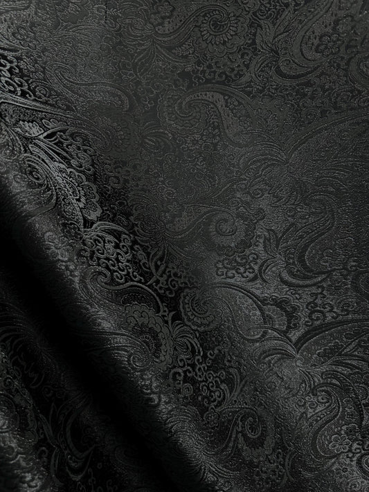 BLACK Metallic Paisley Brocade Fabric (60 in.) Sold By The Yard