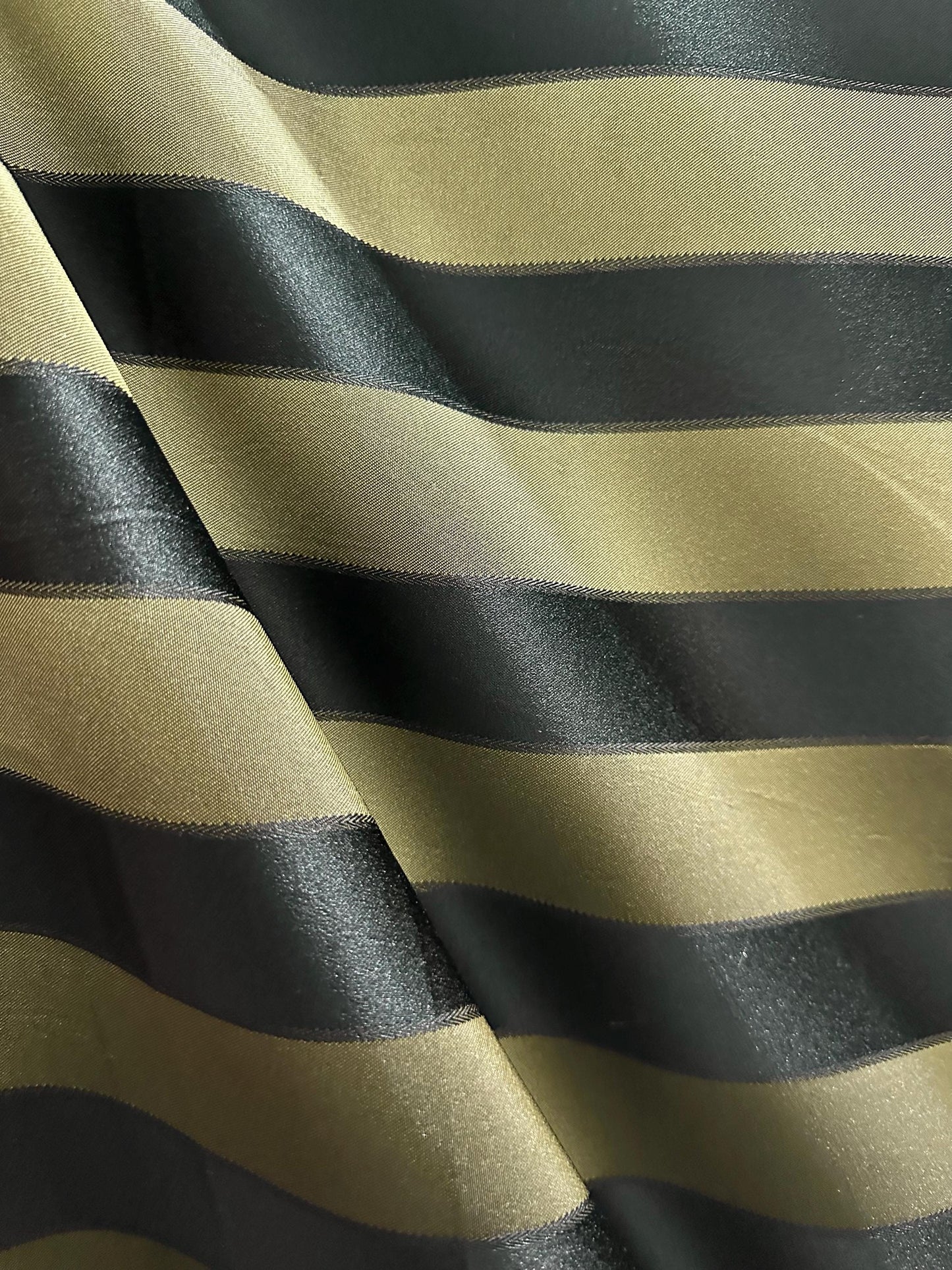 BLACK GOLD Striped Brocade Upholstery Drapery Fabric (110 in.) Sold By The Yard