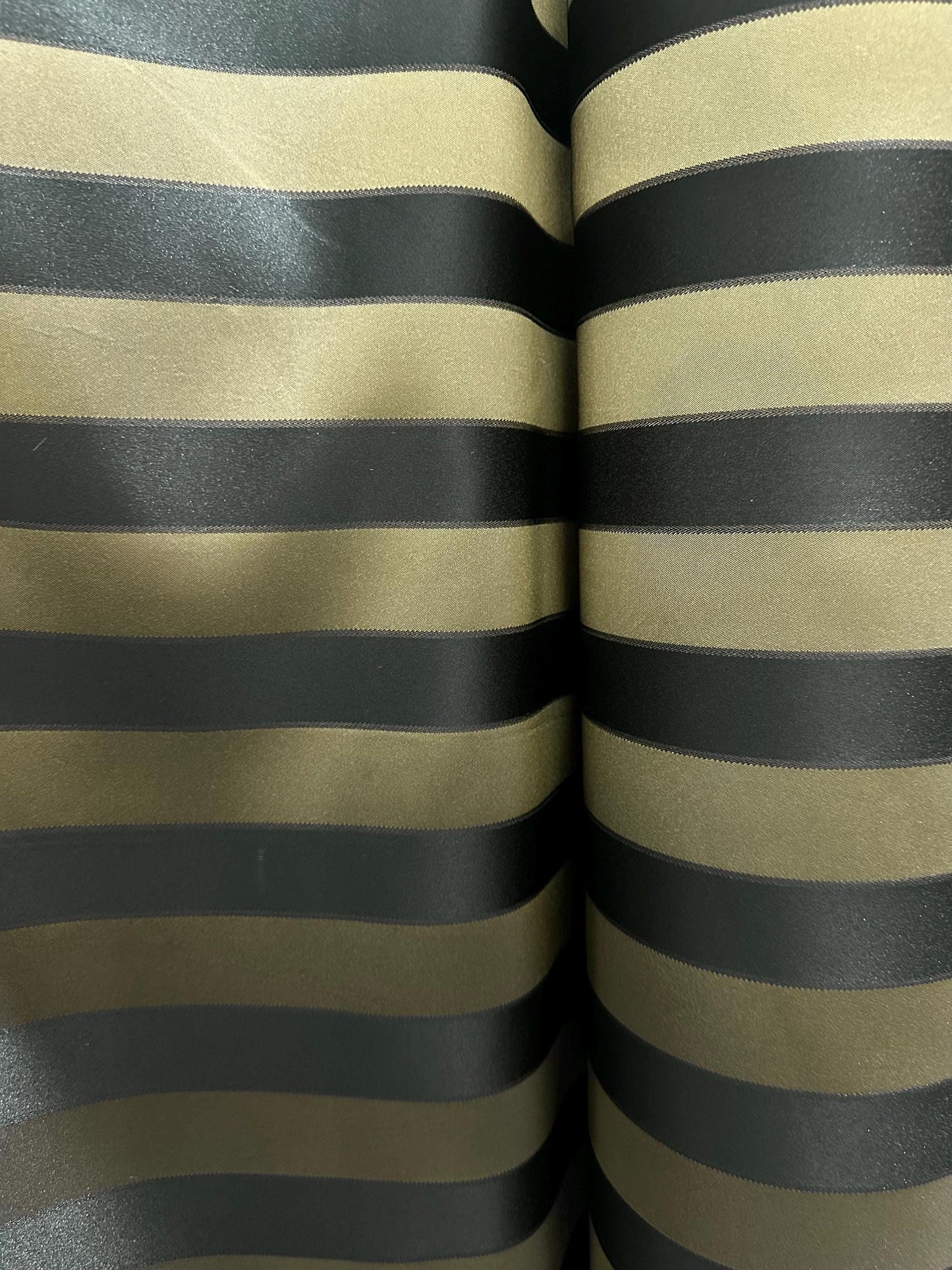 BLACK GOLD Striped Brocade Upholstery Drapery Fabric (110 in.) Sold By The Yard