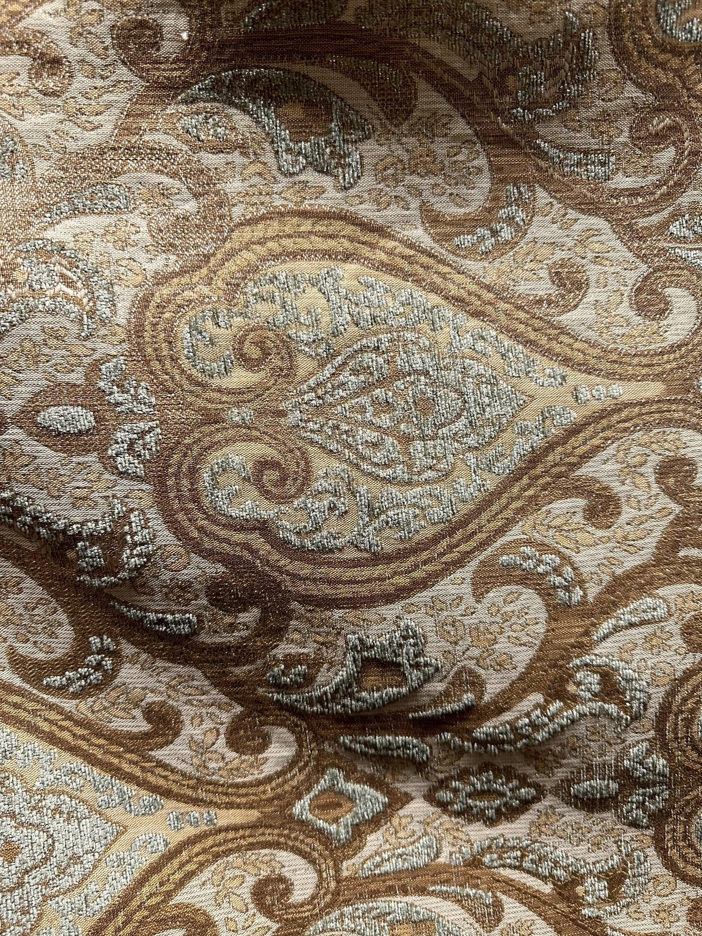 SAGE BEIGE GOLD Damask Chenille Upholstery Brocade Fabric (56 in.) Sold By The Yard