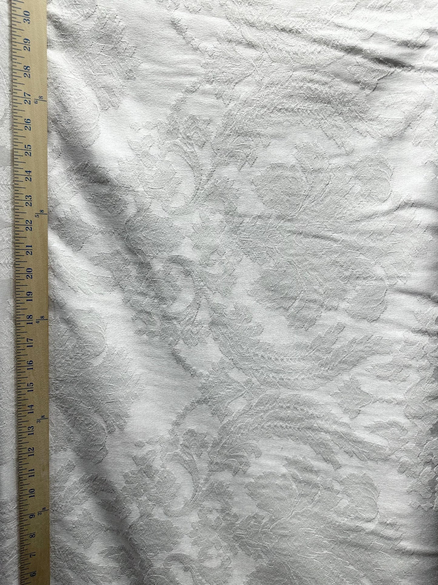WHITE Floral Damask Poly Cotton Brocade Fabric (56 in.) Sold By The Yard