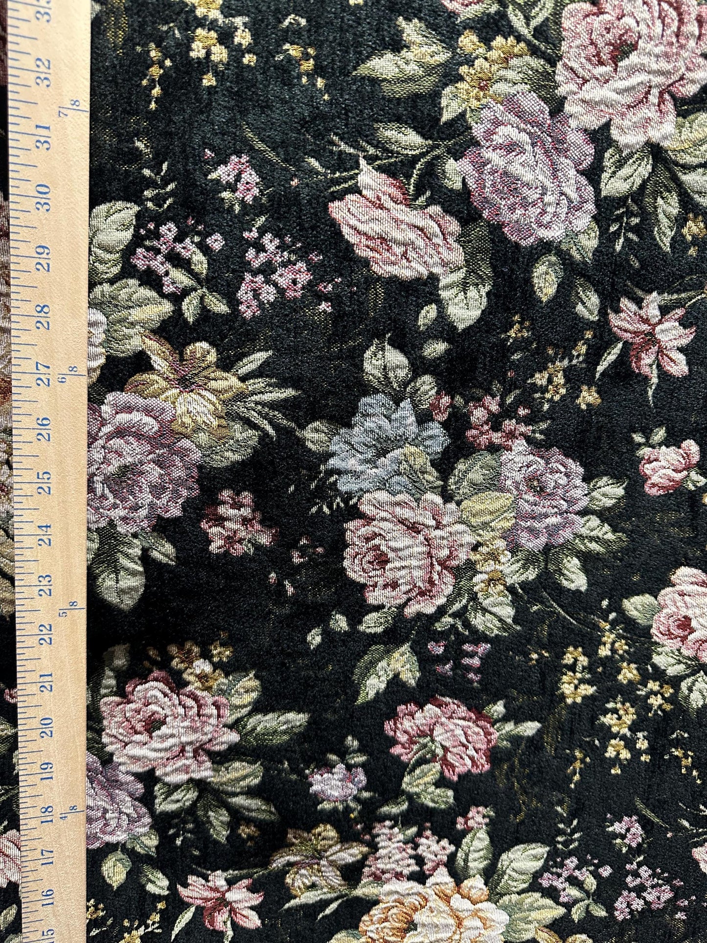 Black Multicolor Floral Chenille Upholstery Fabric (54 in.) Sold By The Yard
