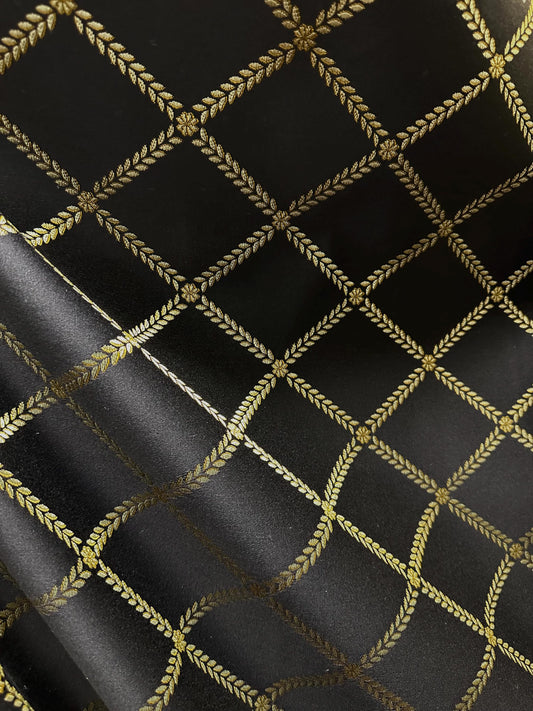 BLACK GOLD Diamond Upholstery Drapery Brocade Fabric (54 in.) Sold By The Yard