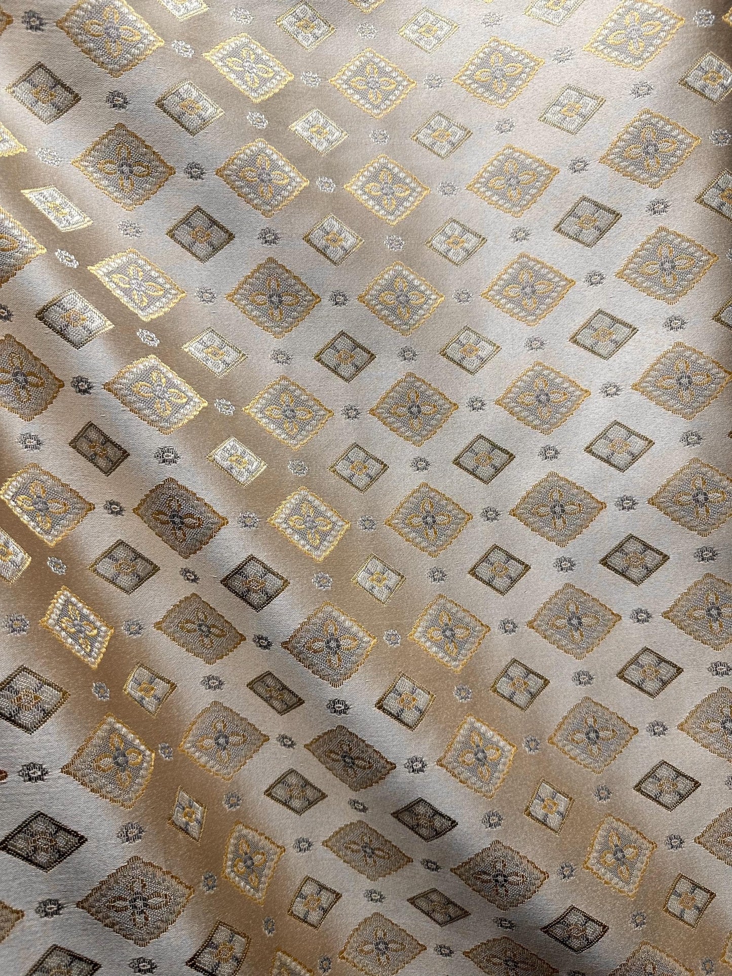 IVORY GOLD Diamond Upholstery Drapery Brocade Fabric (56 in.) Sold By The Yard