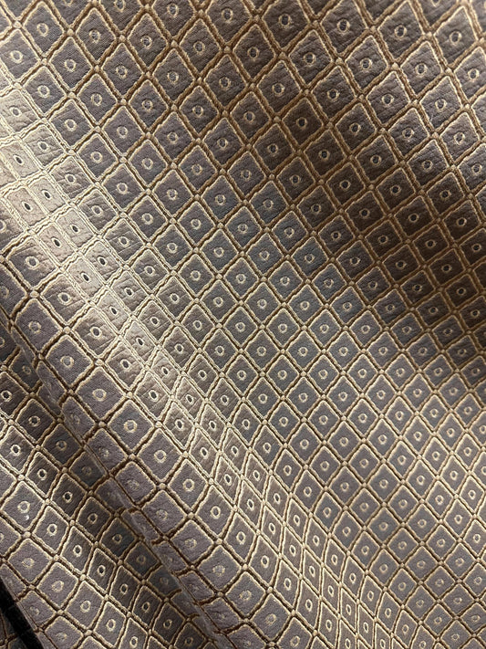 DARK BEIGE GOLD Diamond Upholstery Drapery Brocade Fabric (56 in.) Sold By The Yard