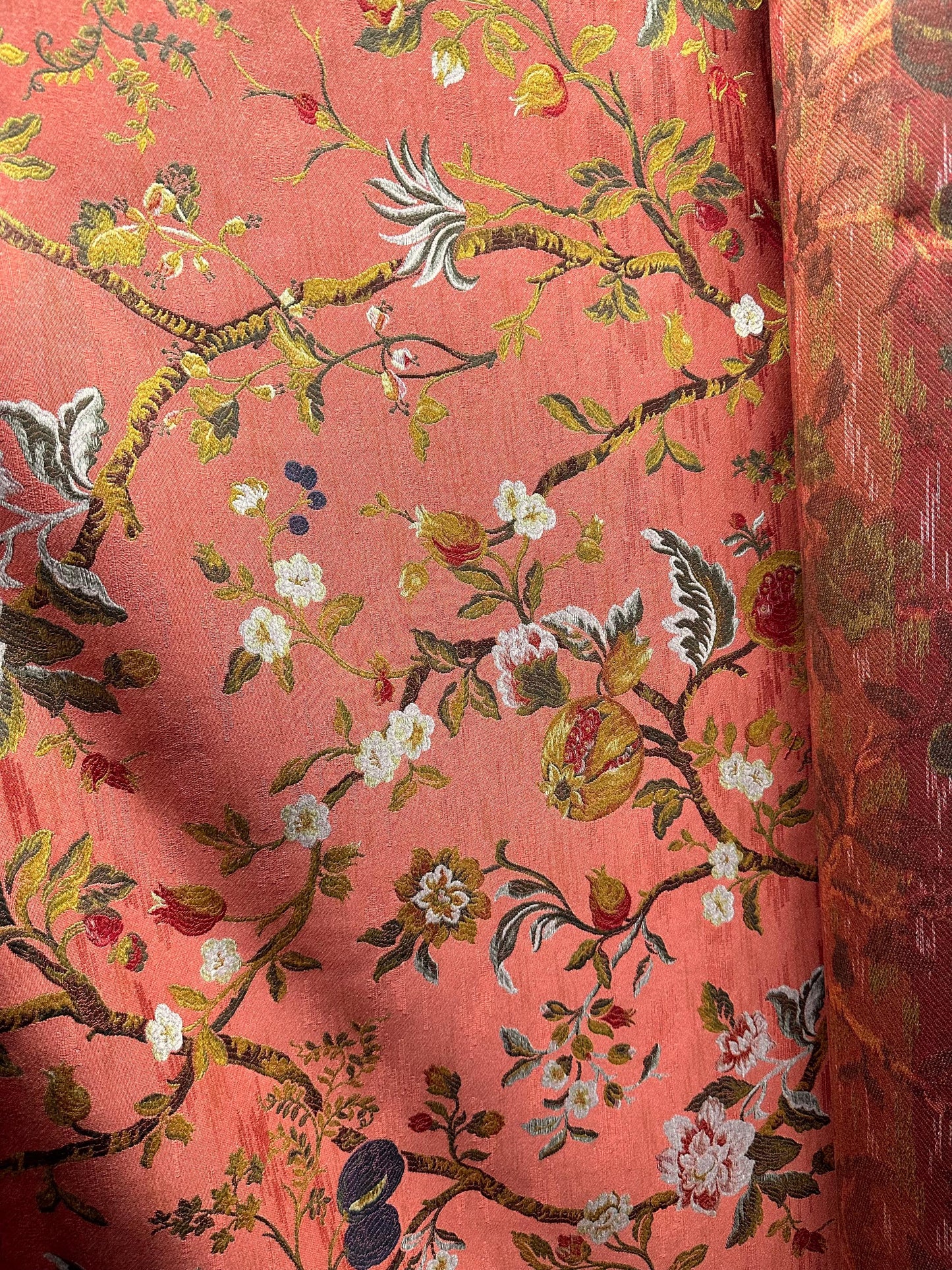 RED Multicolor Floral Upholstery Drapery Brocade Fabric (56 in.) Sold By The Yard