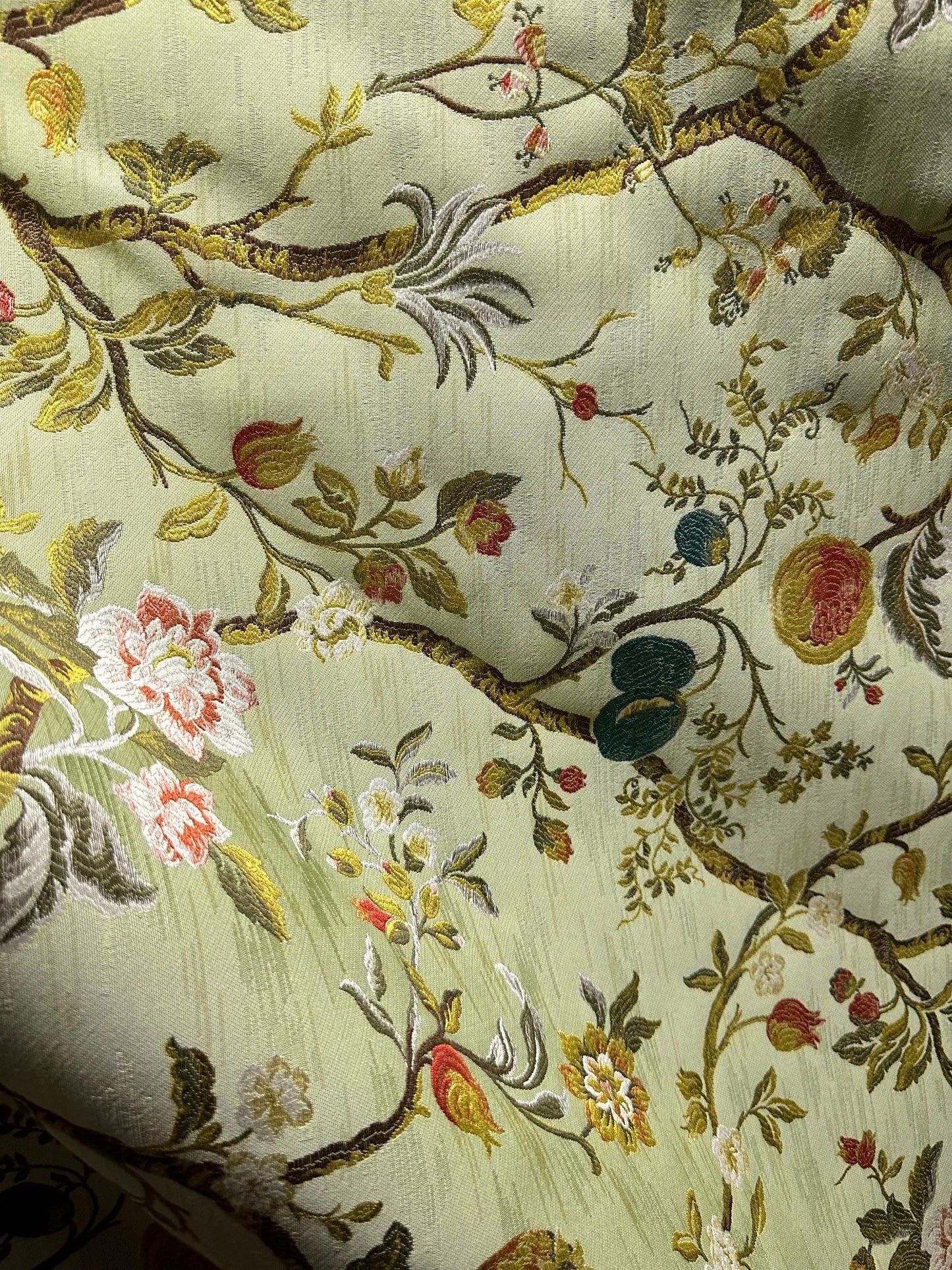 SAGE Multicolor Floral Upholstery Drapery Brocade Fabric (56 in.) Sold By The Yard