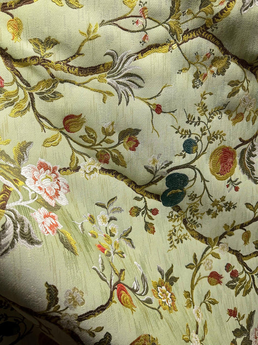 SAGE Multicolor Floral Upholstery Drapery Brocade Fabric (56 in.) Sold By The Yard