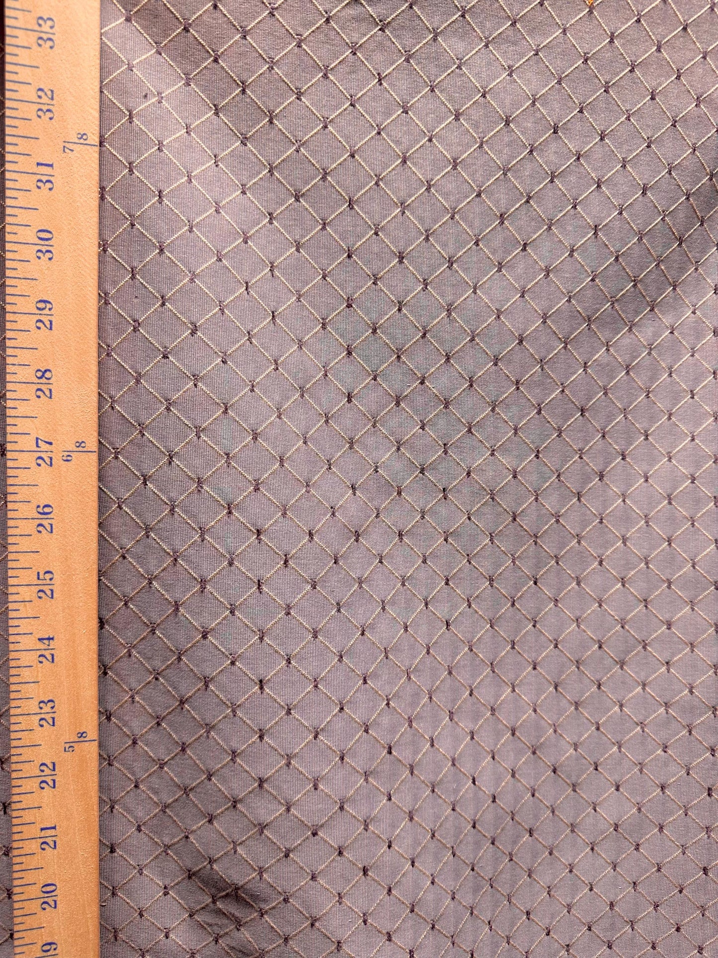 Dark Lavender Beige Diamond Chenille Upholstery Brocade Fabric (54 in.) Sold By The Yard