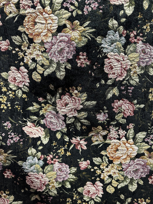 Black Multicolor Floral Chenille Upholstery Fabric (54 in.) Sold By The Yard