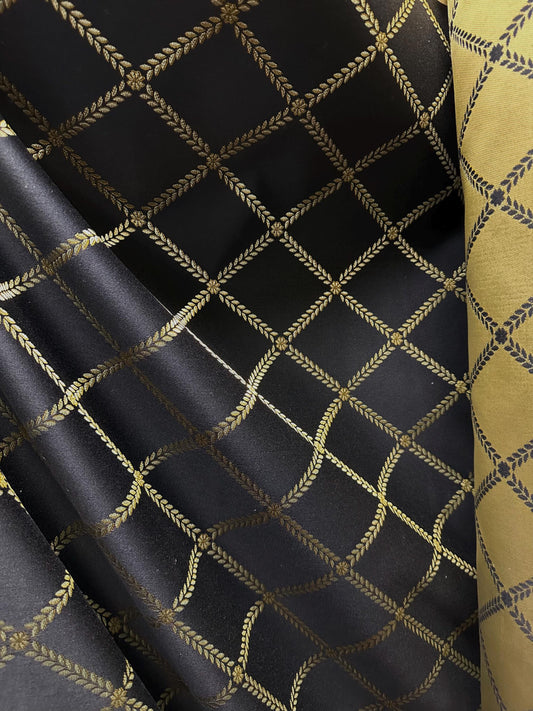 BLACK GOLD Diamond Upholstery Drapery Brocade Fabric (54 in.) Sold By The Yard