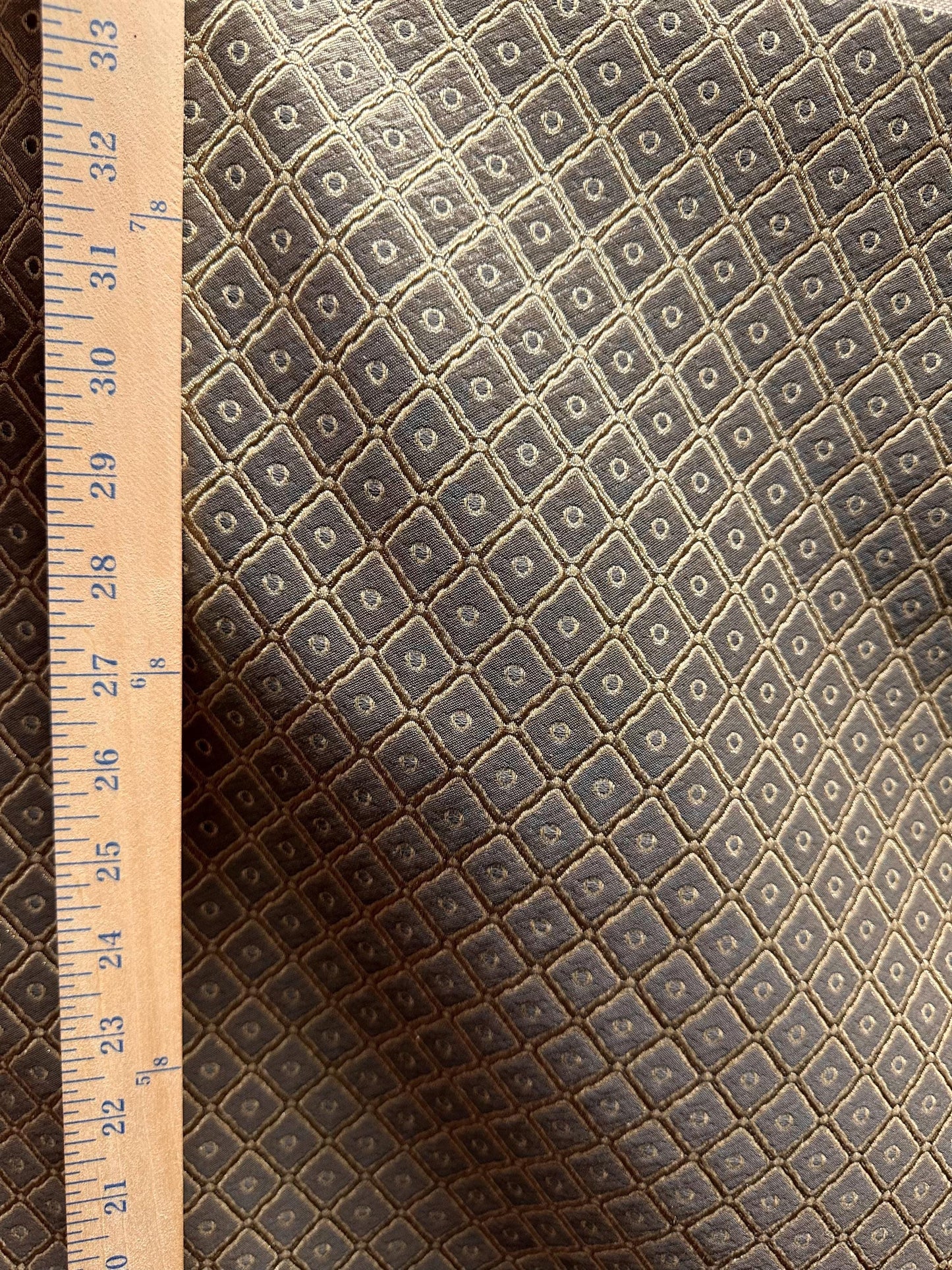 DARK BEIGE GOLD Diamond Upholstery Drapery Brocade Fabric (56 in.) Sold By The Yard