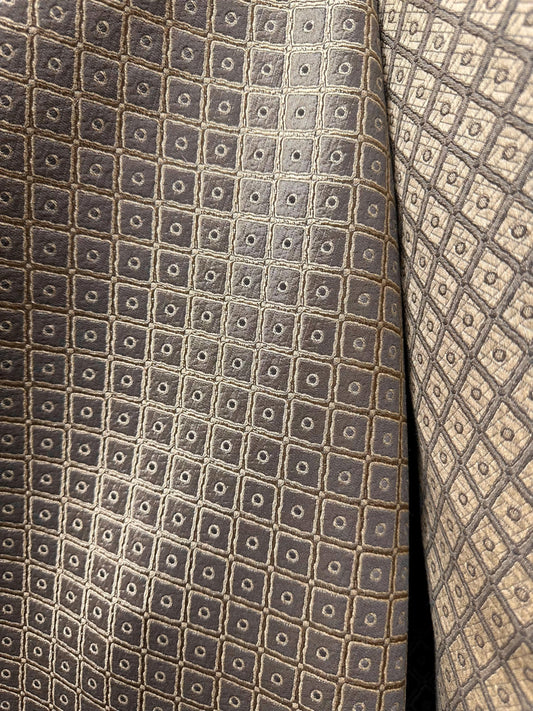 DARK BEIGE GOLD Diamond Upholstery Drapery Brocade Fabric (56 in.) Sold By The Yard