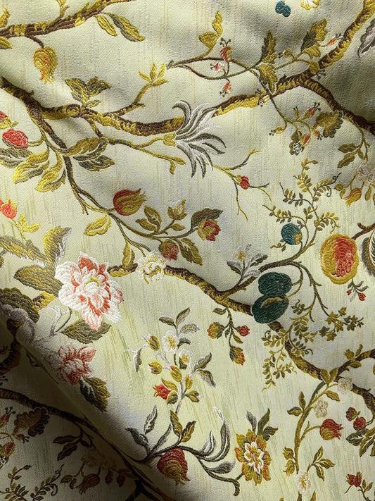 SAGE Multicolor Floral Upholstery Drapery Brocade Fabric (56 in.) Sold By The Yard