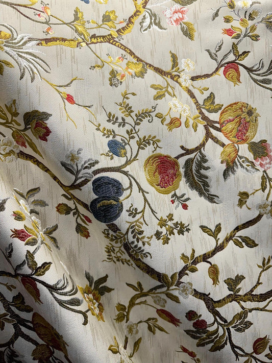 BEIGE Multicolor Floral Upholstery Drapery Brocade Fabric (56 in.) Sold By The Yard