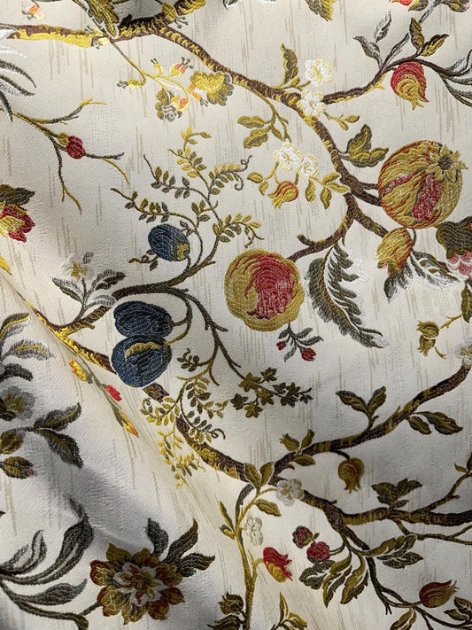 BEIGE Multicolor Floral Upholstery Drapery Brocade Fabric (56 in.) Sold By The Yard