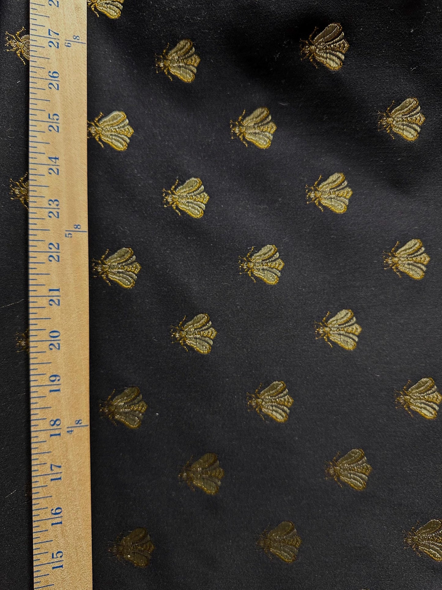 BLACK GOLD Bees Upholstery Drapery Brocade Fabric (54 in.) Sold By The Yard