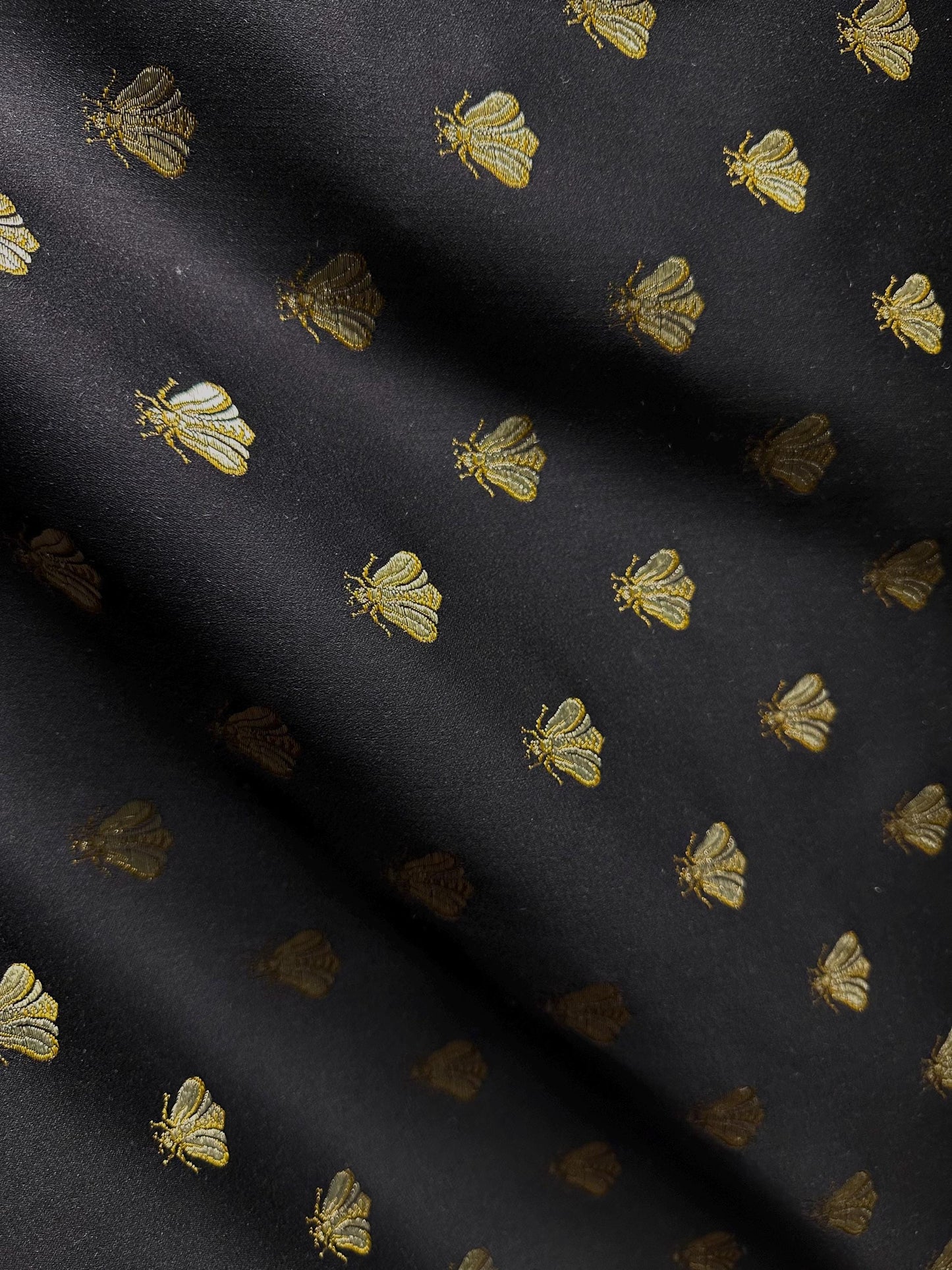 BLACK GOLD Bees Upholstery Drapery Brocade Fabric (54 in.) Sold By The Yard