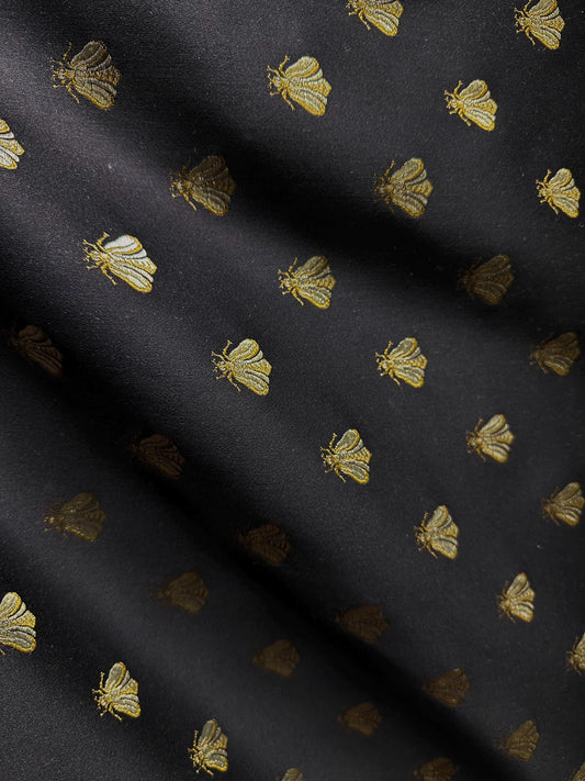 BLACK GOLD Bees Upholstery Drapery Brocade Fabric (54 in.) Sold By The Yard
