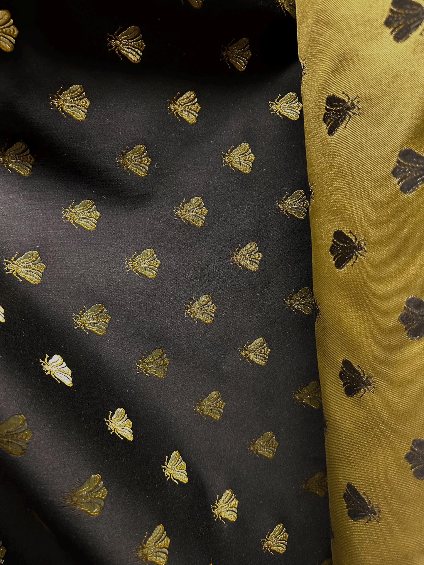 BLACK GOLD Bees Upholstery Drapery Brocade Fabric (54 in.) Sold By The Yard