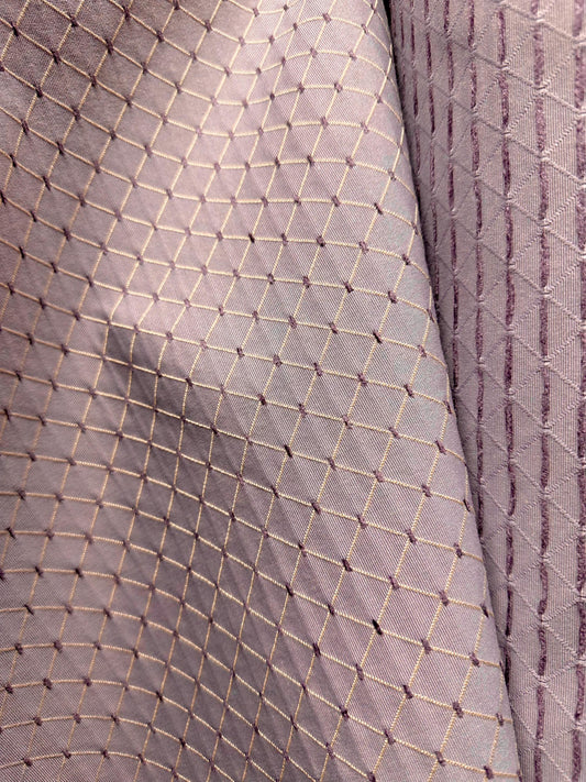 Dark Lavender Beige Diamond Chenille Upholstery Brocade Fabric (54 in.) Sold By The Yard