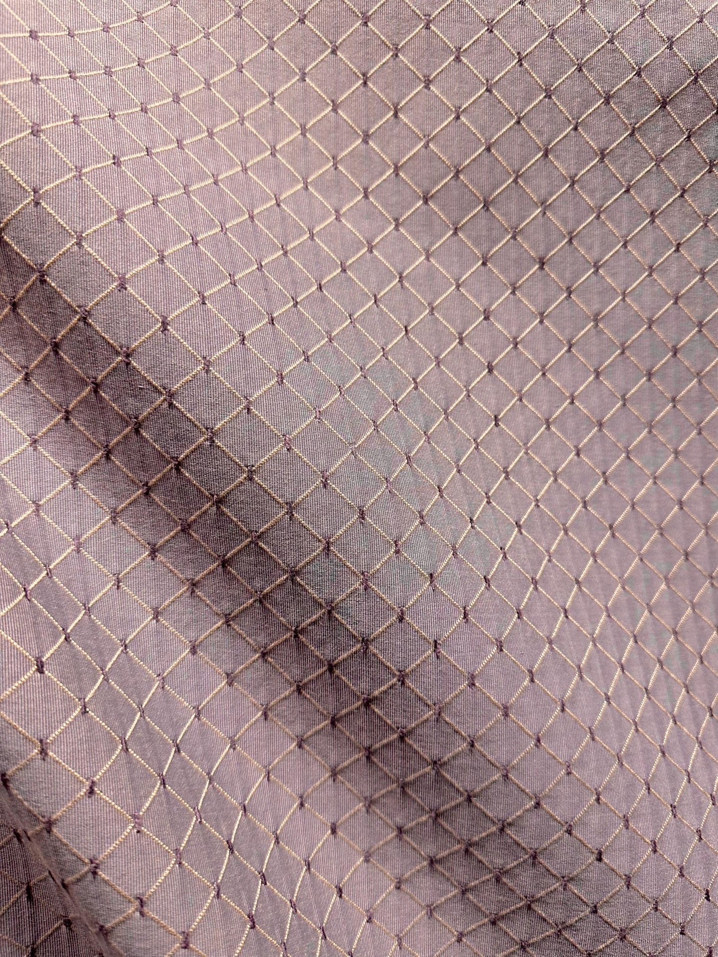 Dark Lavender Beige Diamond Chenille Upholstery Brocade Fabric (54 in.) Sold By The Yard