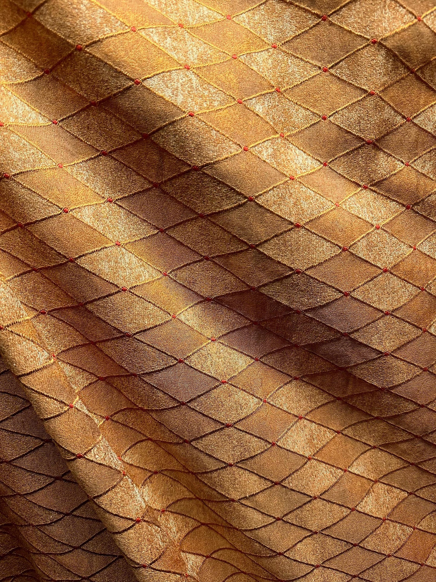 COPPER RED Diamond Upholstery Drapery Brocade Fabric (54 in.) Sold By The Yard