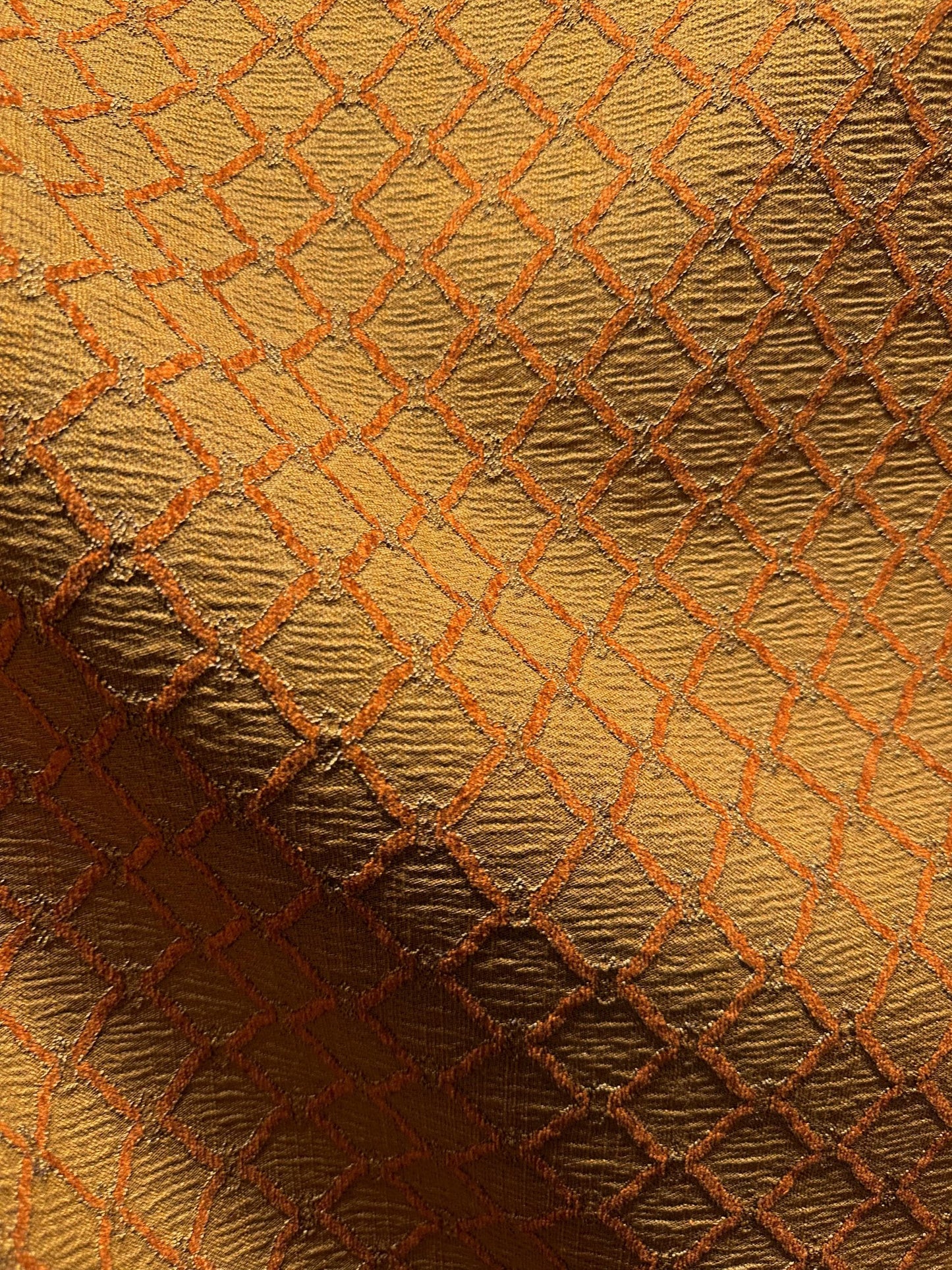 COPPER DARK GOLD Trellis Chenille Upholstery Brocade Fabric (54 in.) Sold By The Yard
