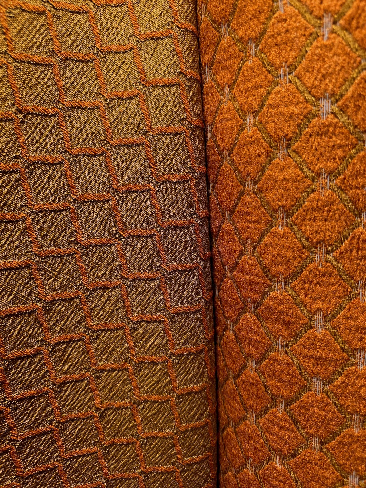 COPPER DARK GOLD Trellis Chenille Upholstery Brocade Fabric (54 in.) Sold By The Yard