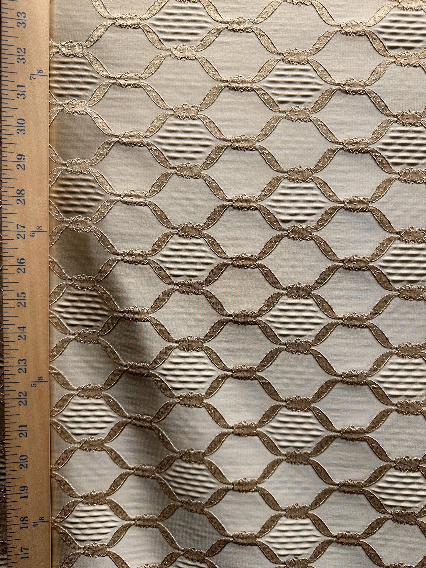 CHAMPAGNE GOLD Diamond Brocade Upholstery Drapery Fabric (54 in.) Sold By The Yard