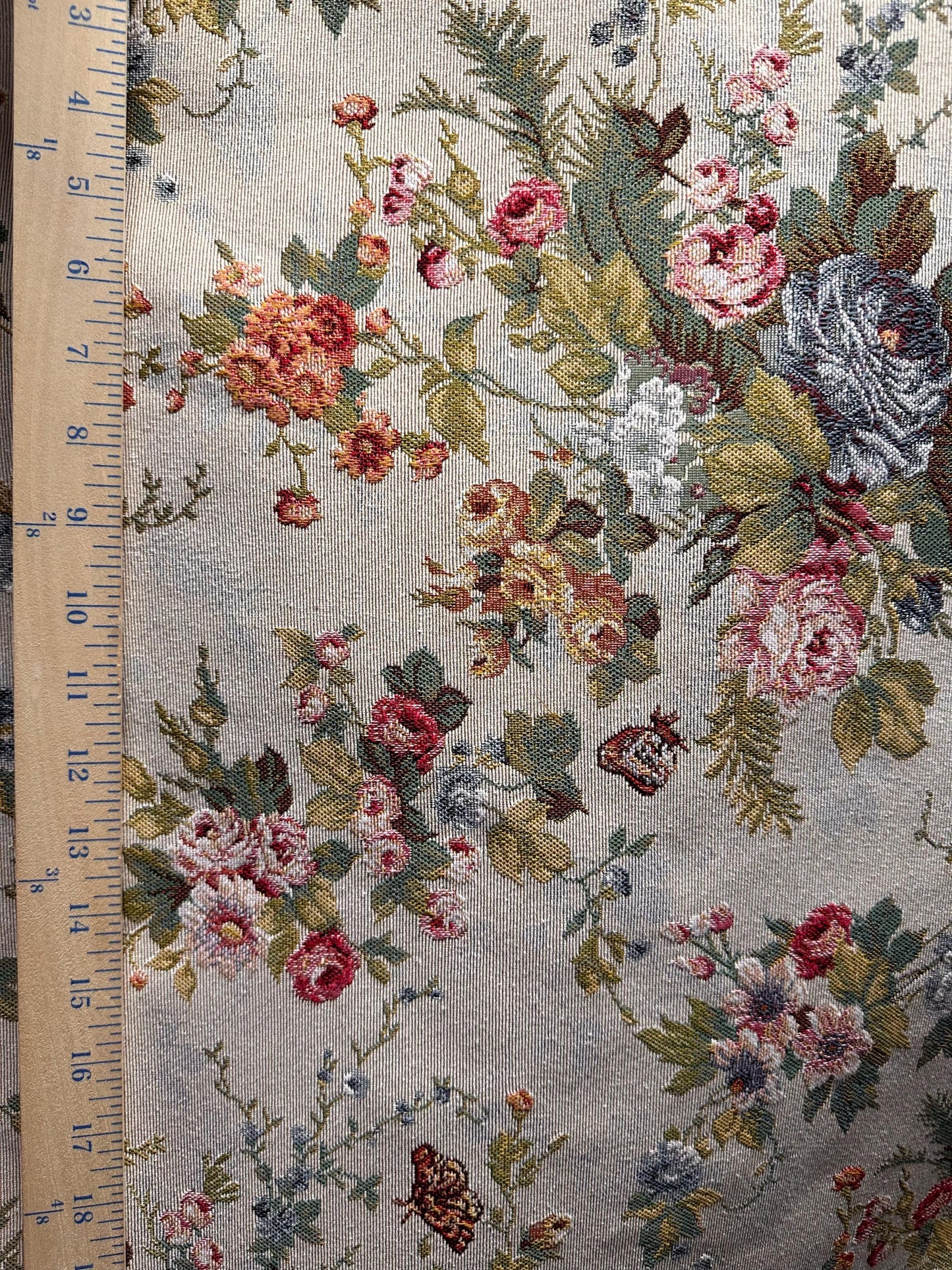OFF WHITE PINK Multicolor Floral Upholstery Brocade Fabric (54 in.) Sold By The Yard