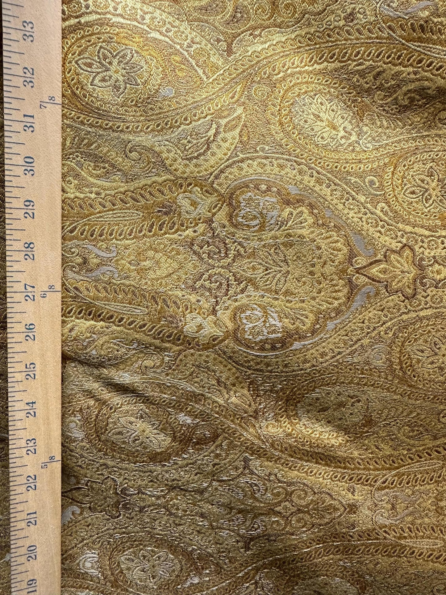GOLD BROWN GRAY Paisley Brocade Upholstery Drapery Fabric (54 in.) Sold By The Yard