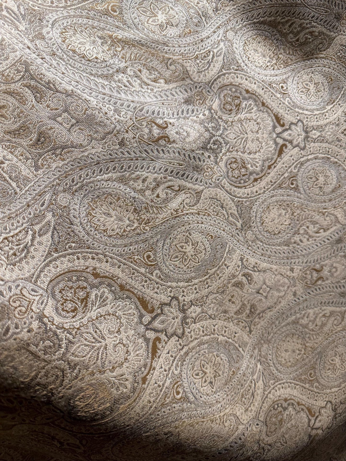 BEIGE GRAY GOLD Paisley Brocade Upholstery Drapery Fabric (54 in.) Sold By The Yard