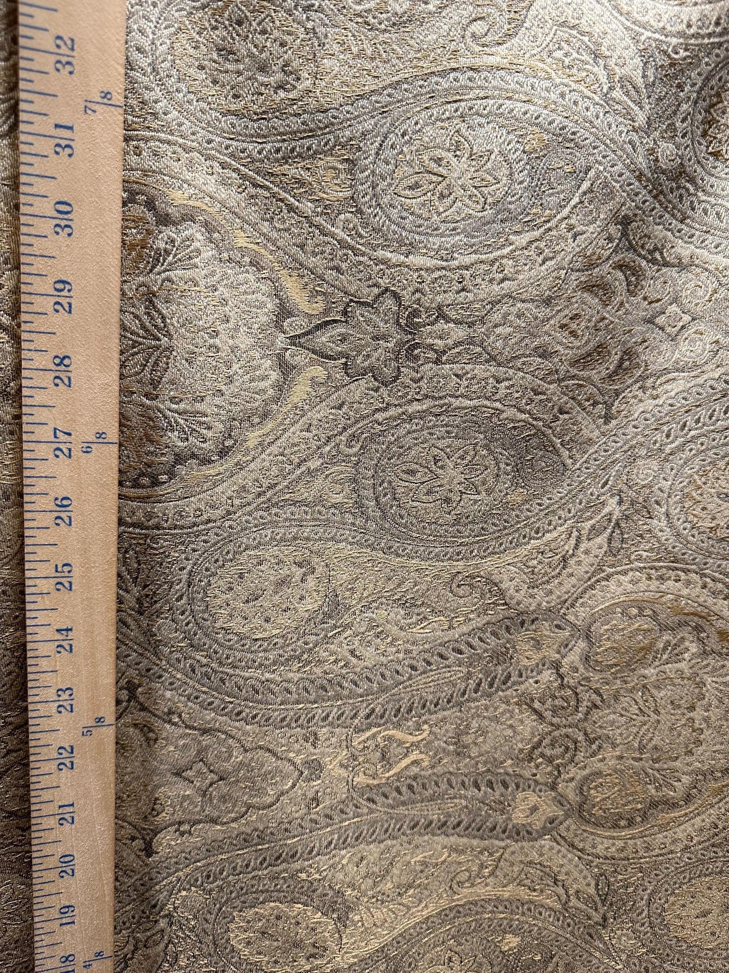 BEIGE GRAY GOLD Paisley Brocade Upholstery Drapery Fabric (54 in.) Sold By The Yard