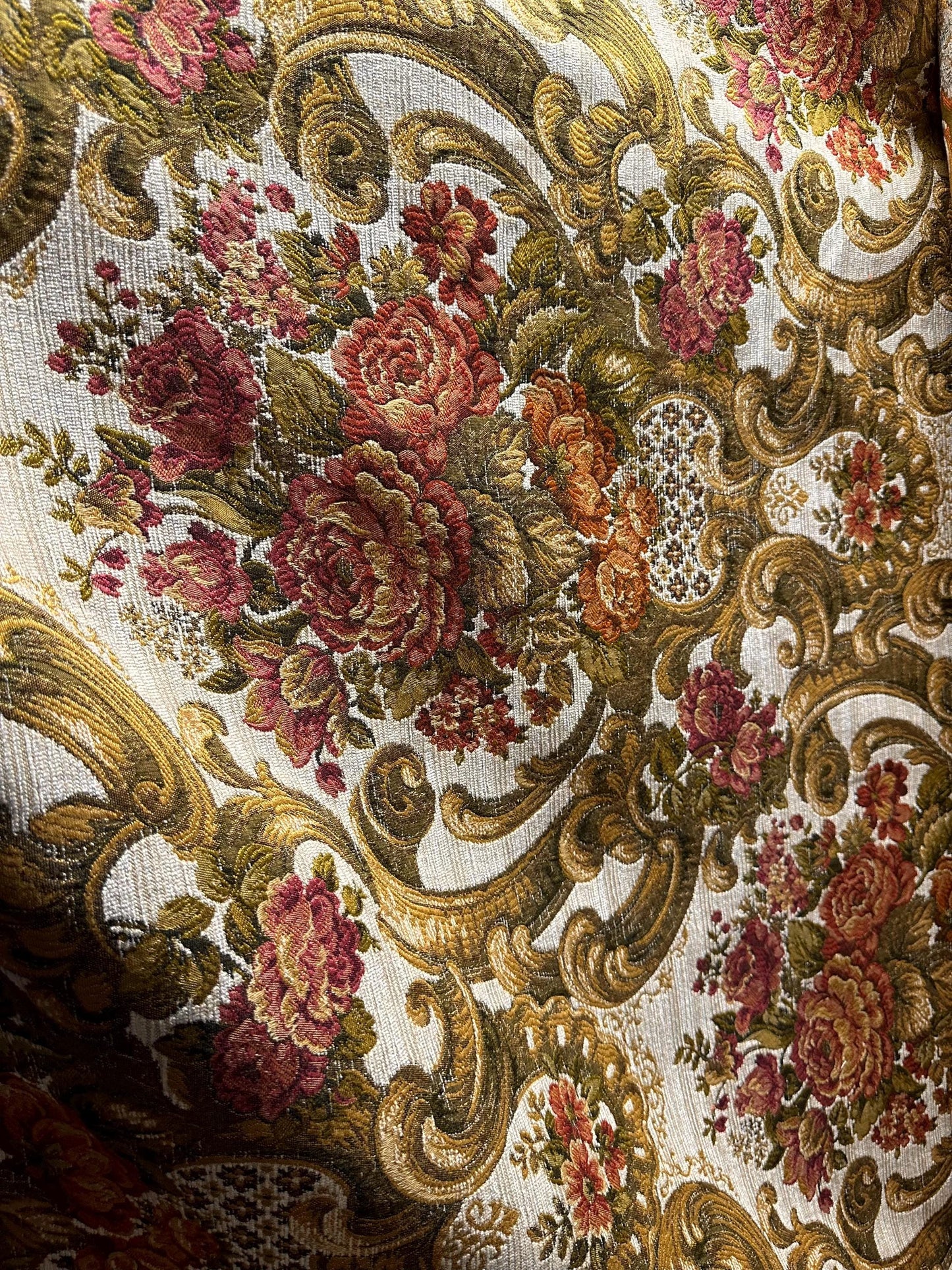 Beige Gold Multicolor Floral Chenille Upholstery Fabric (54 in.) Sold By The Yard