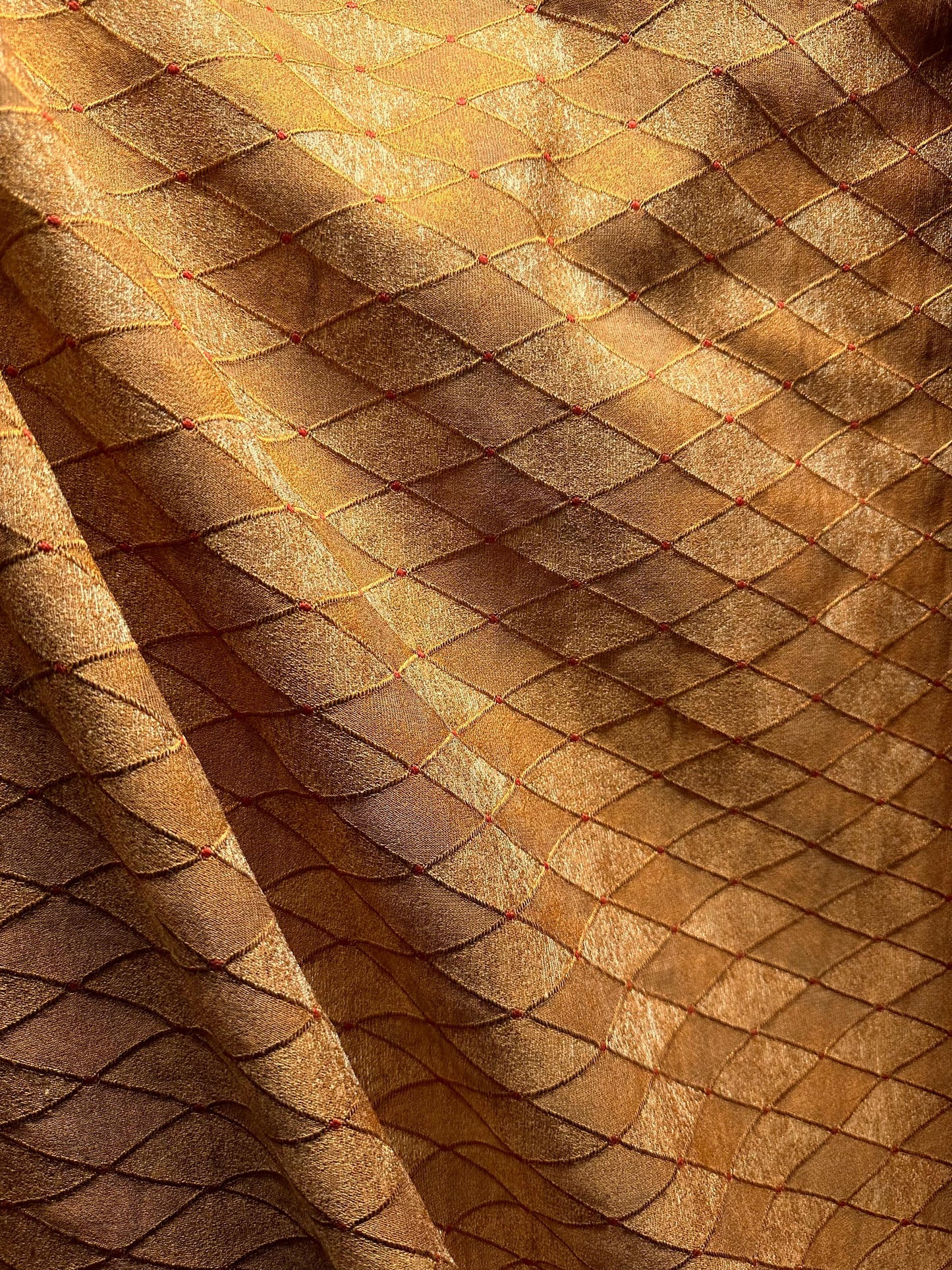 COPPER RED Diamond Upholstery Drapery Brocade Fabric (54 in.) Sold By The Yard