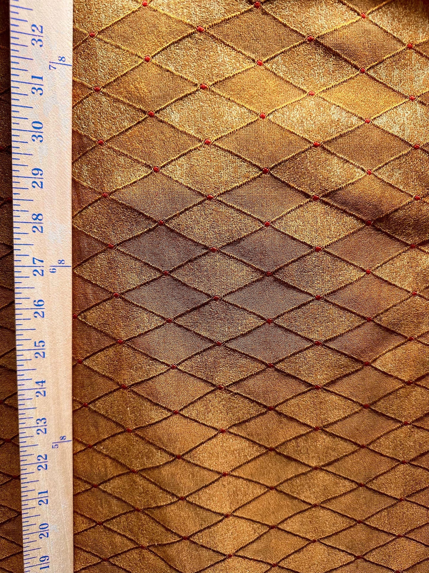 COPPER RED Diamond Upholstery Drapery Brocade Fabric (54 in.) Sold By The Yard