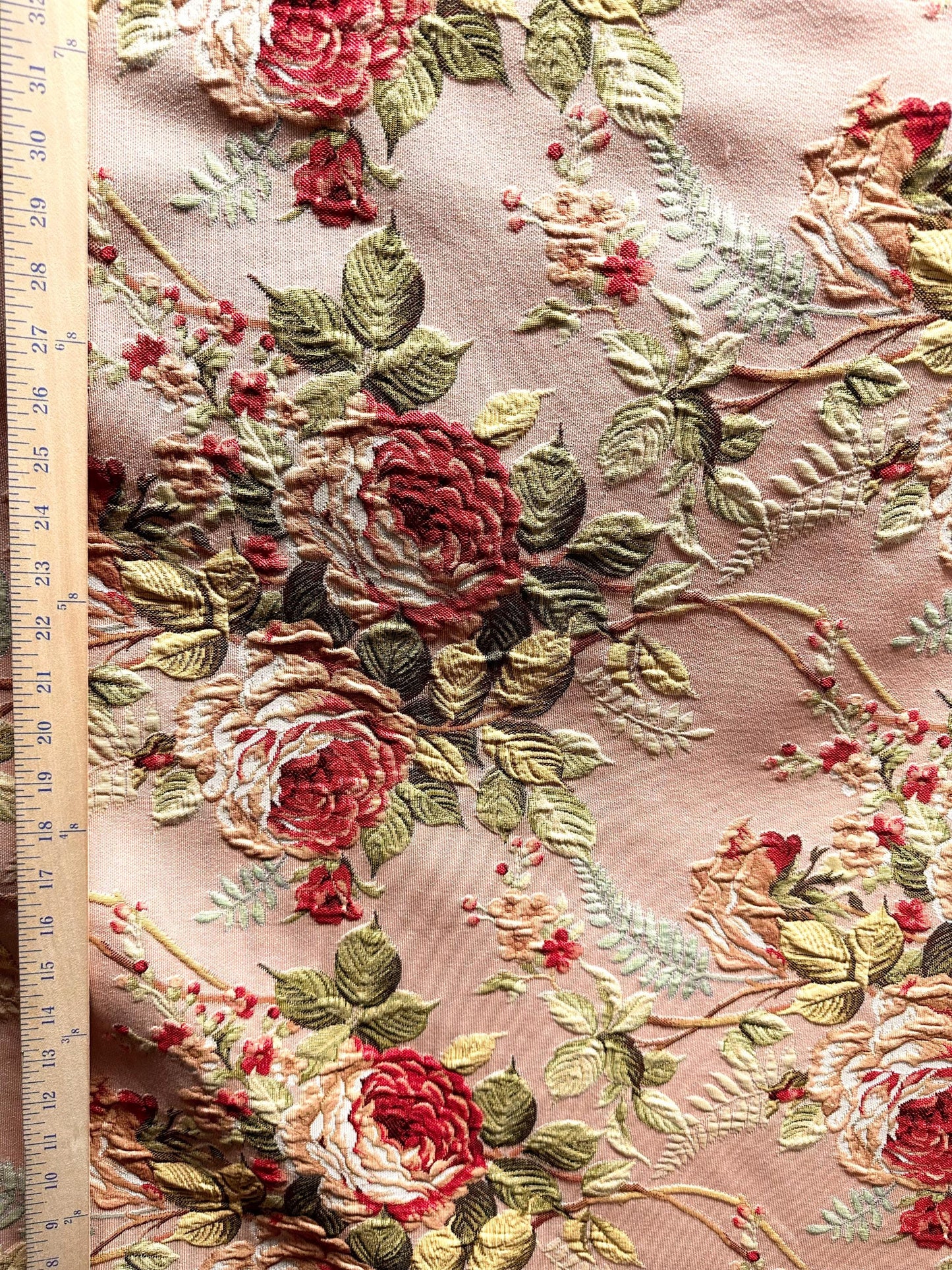 LIGHT PINK Multicolor Floral Upholstery Drapery Brocade Fabric (54 in.) Sold By The Yard