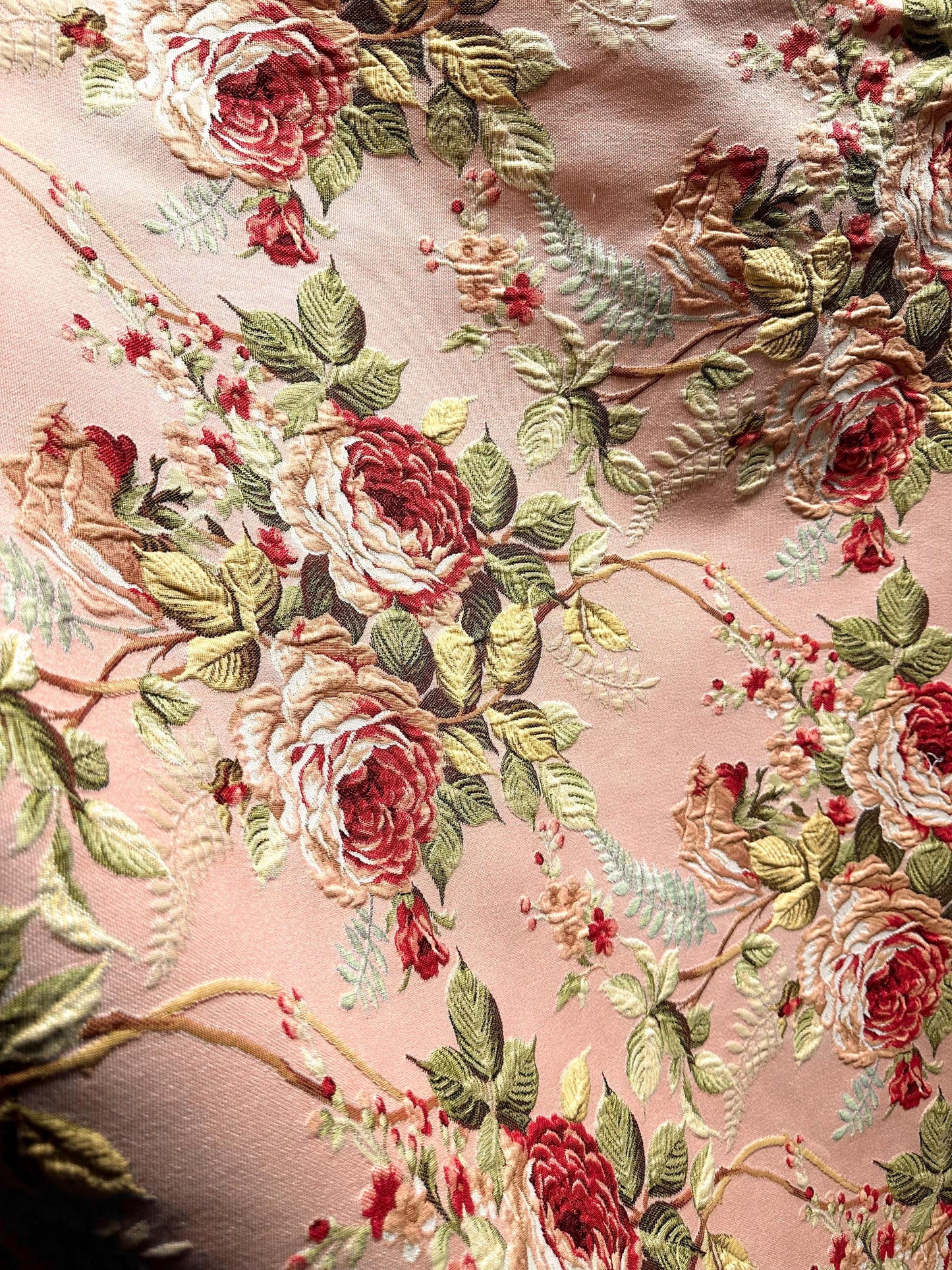 LIGHT PINK Multicolor Floral Upholstery Drapery Brocade Fabric (54 in.) Sold By The Yard