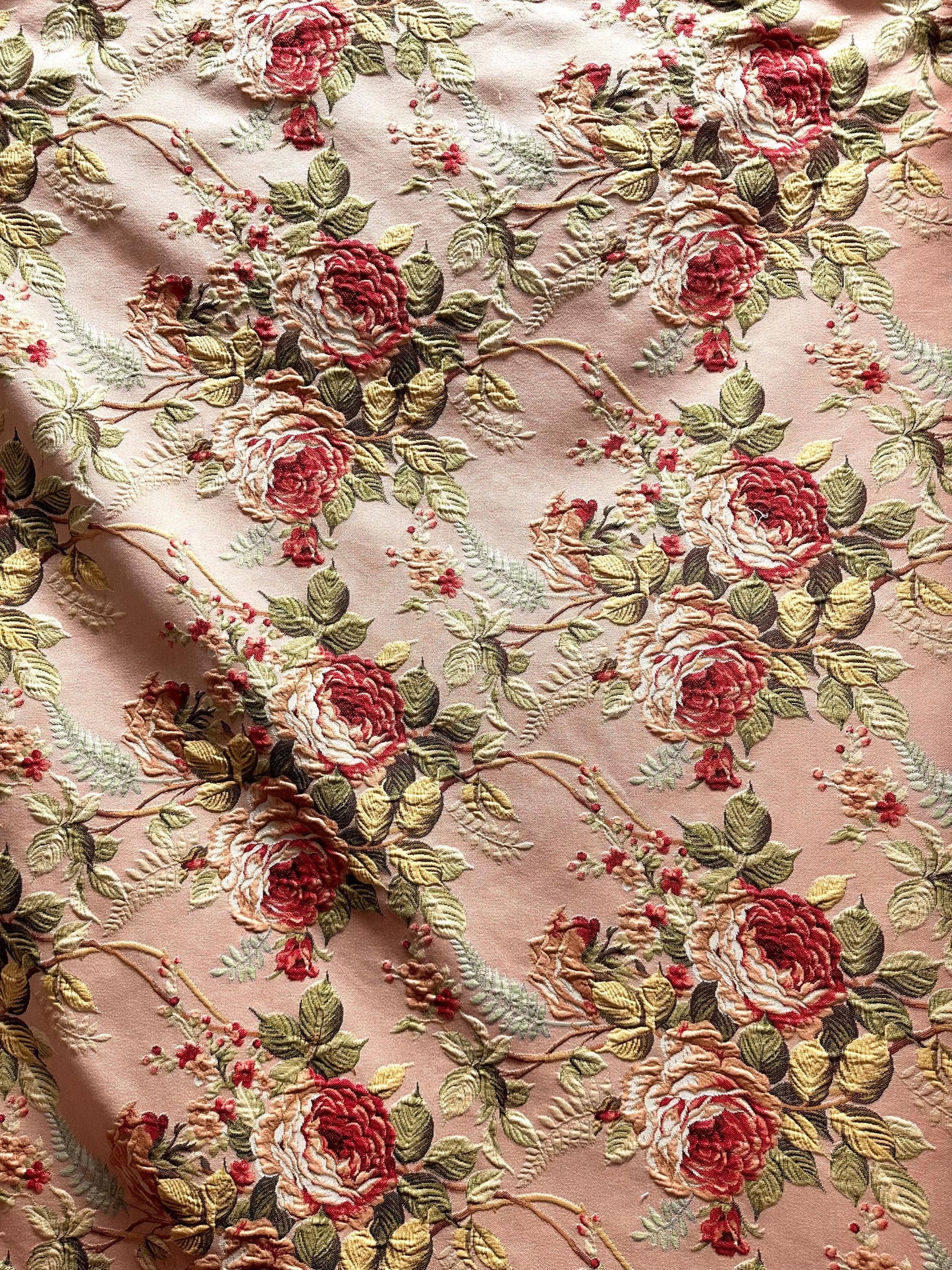 LIGHT PINK Multicolor Floral Upholstery Drapery Brocade Fabric (54 in.) Sold By The Yard