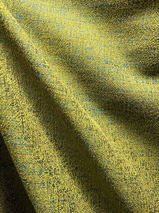 Light Green Blue Gold Chenille Velvet Upholstery Drapery Fabric (54 in.) Sold By The Yard