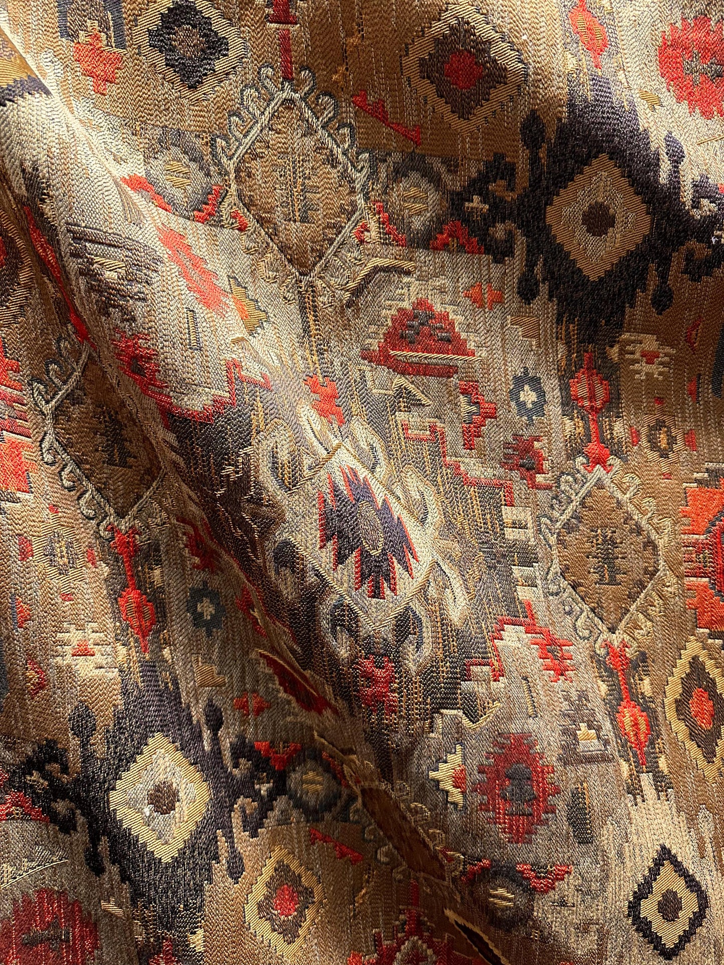 BROWN Multicolor Geometric Chenille Upholstery Brocade Fabric (54 in.) Sold By The Yard